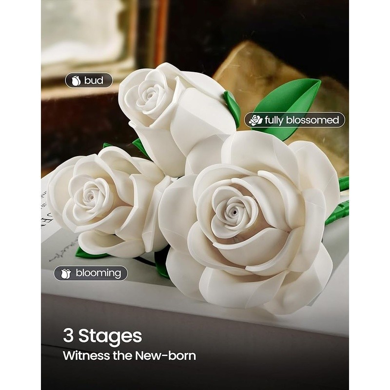 12Pcs White Roses Flower Set Unique Frosted Petals Home Decoration Gift New