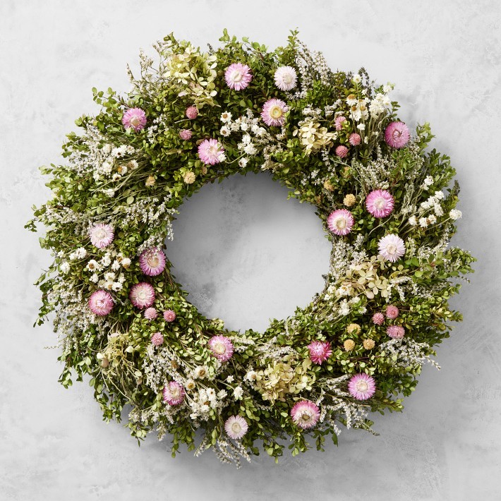 Famille Rose Live Wreath – Spring Florals-Williams Sonoma|35383