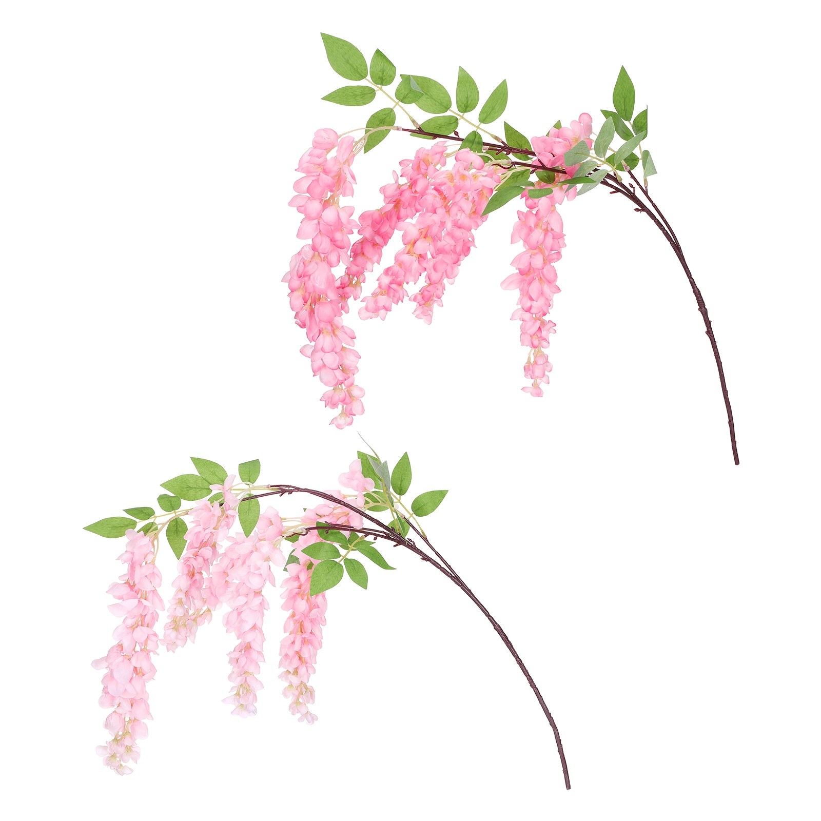 2 Pcs Artificial Wisteria Hanging Flower 3.9 ft Fake Floral Dark Pink/Light Pink