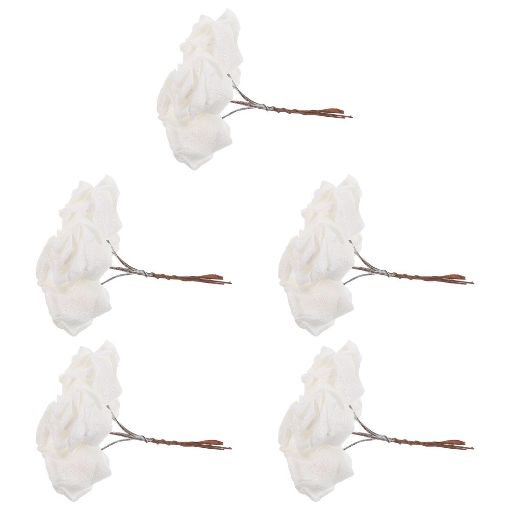 25 PCS White Rose Fake Flower Roses Artificial Wedding Flowers