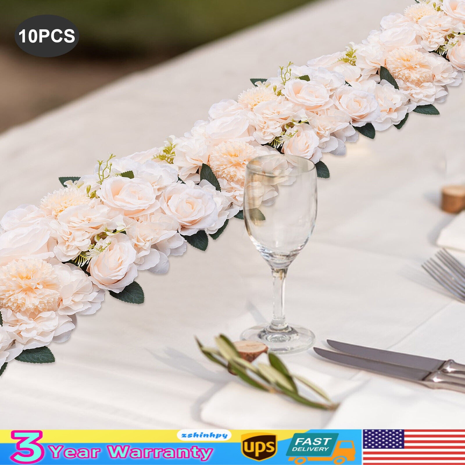 10* Dining Table Flower Centerpiece Champagne Silk Rose for Wedding 52cm*28cm