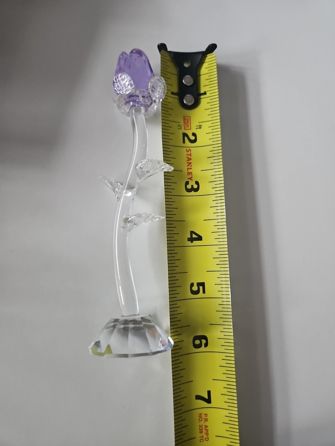 Purple And Clear Glass Rose Flower W/ Protective Storage Case Box February Gift