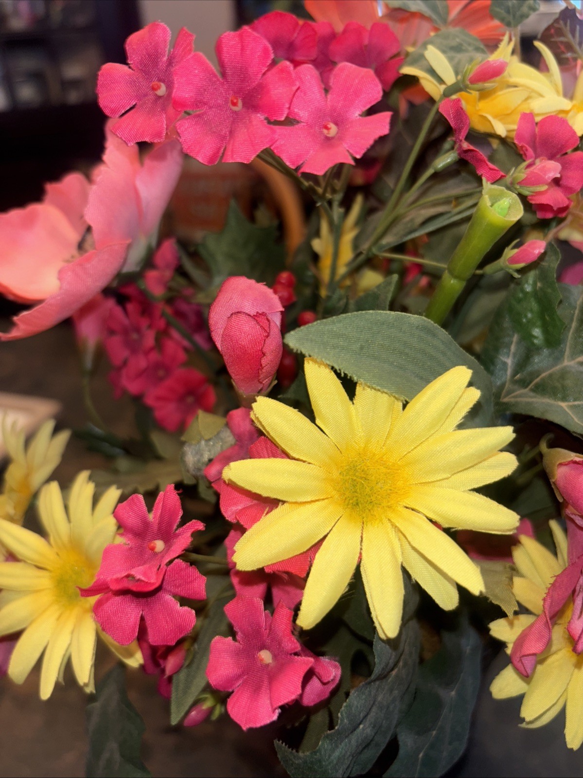 Artificial Floral Arrangement Pot Included (wicker Basket)