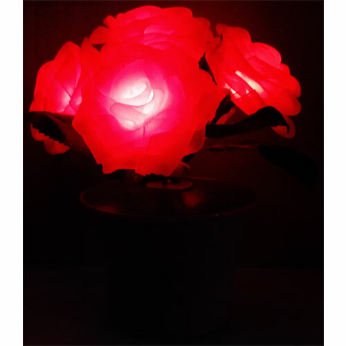 Wild Roses Lighted Red Flashing Pink Flowers Lamp Battery Powered Light NEW