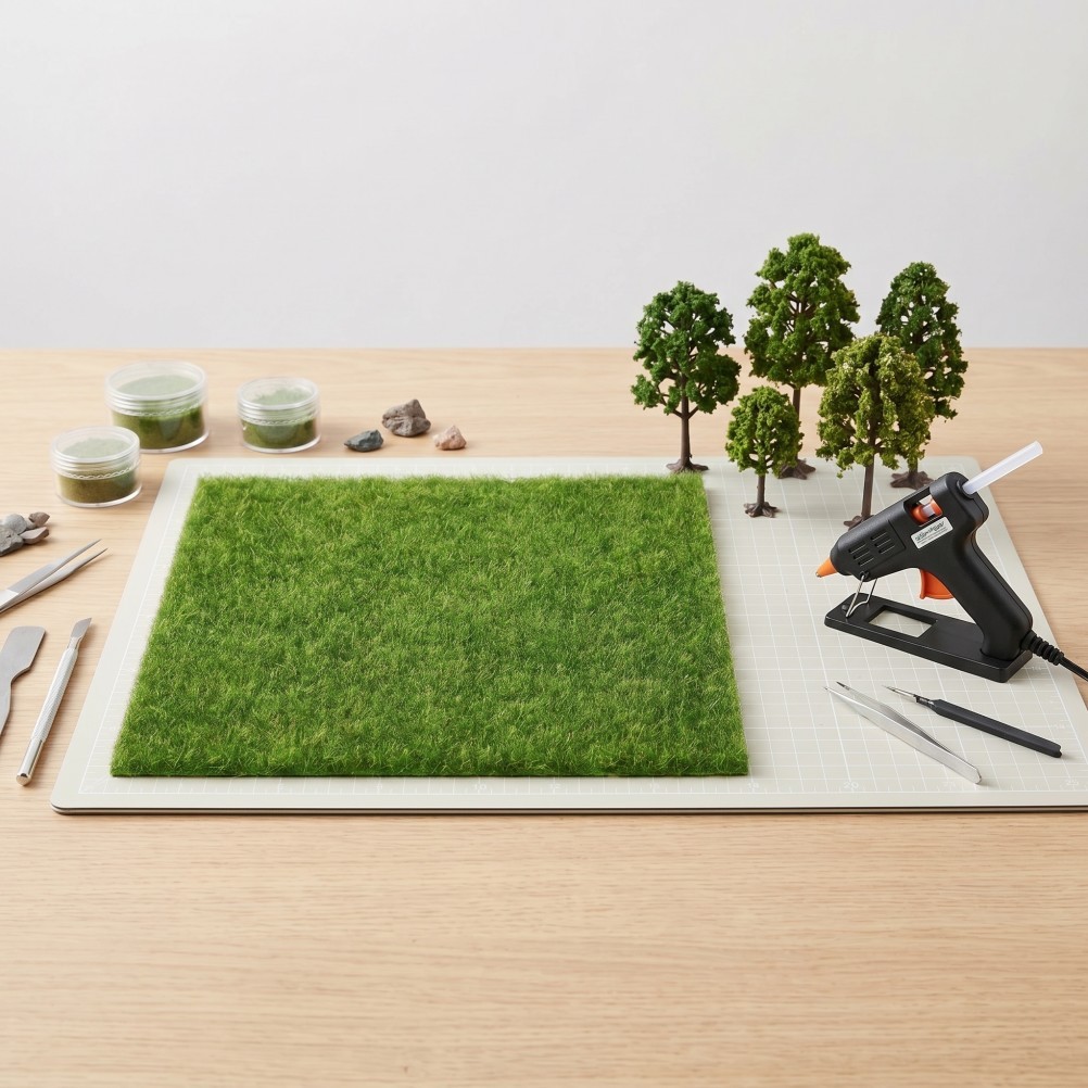 18Pcs Reusable PVC Synthetic Grass Squares for Craft DIY Mini Garden Scenes