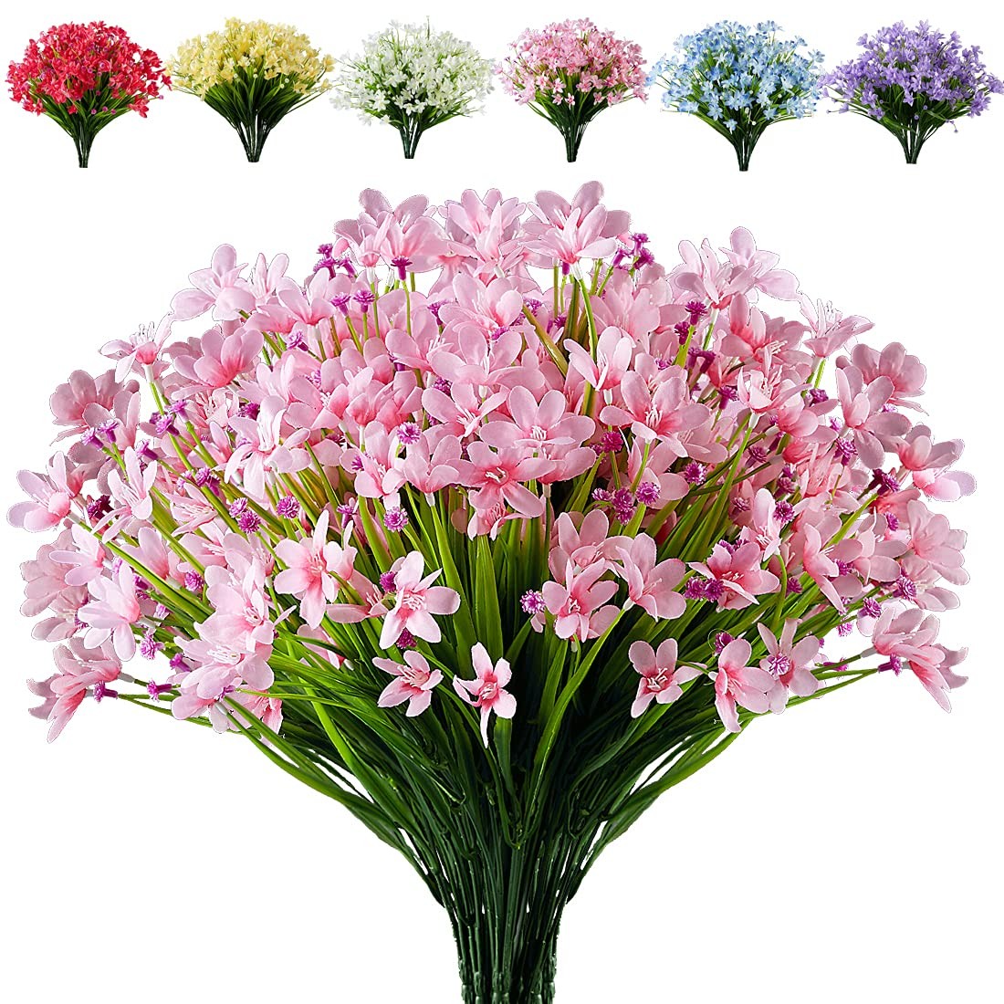 8 Bundles Artificial Flowers Fake Daffodils Flowers UV Resistant No Fade Faux…