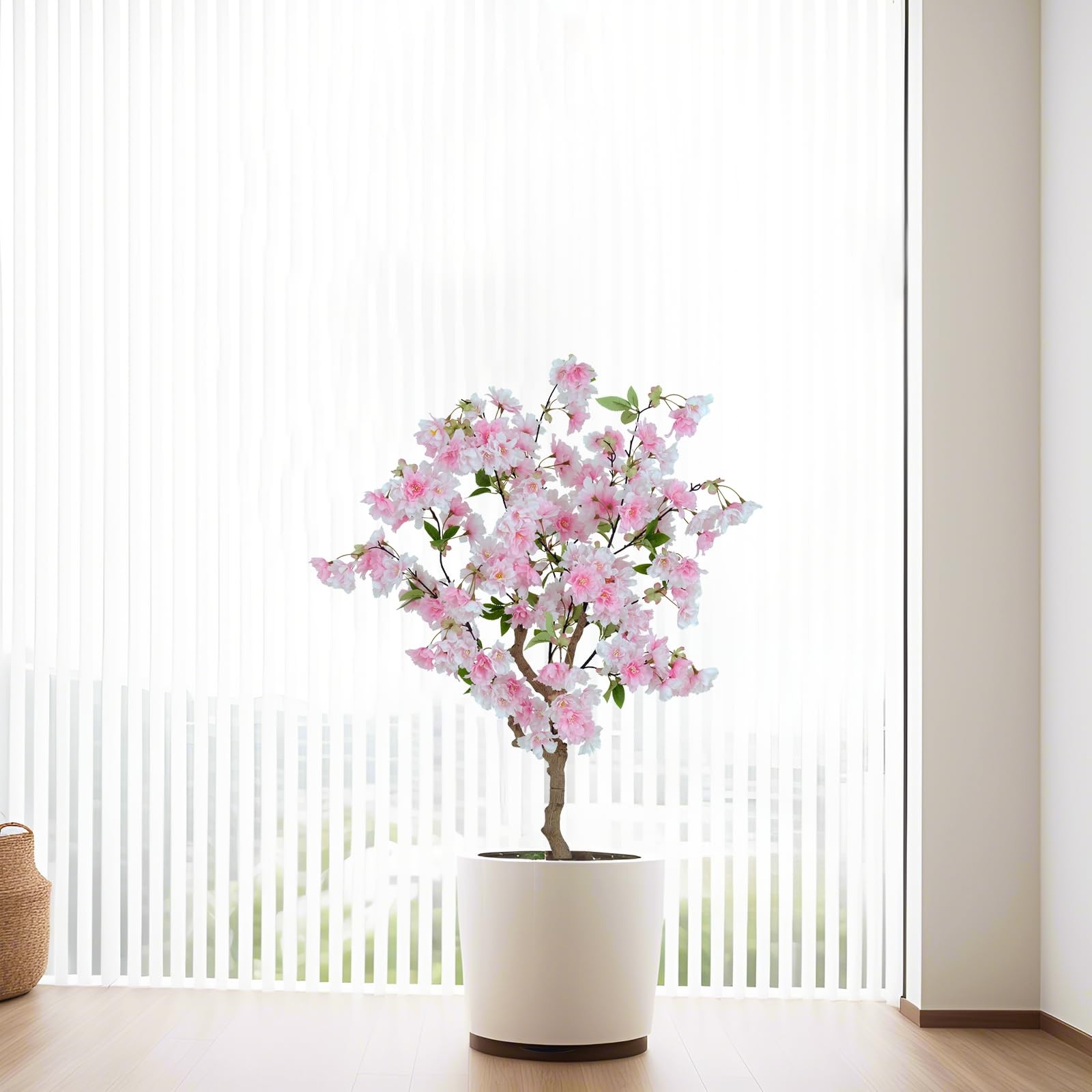 4FT Artificial Cherry Blossom Tree, Lifelike Pink Tree 3ft 11in,