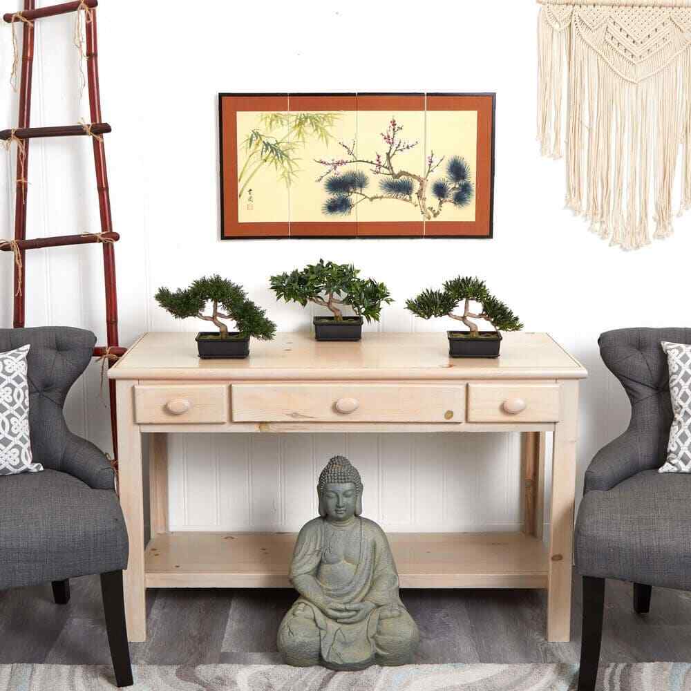 Artificial Bonsai Silk Plant Collection for Office Home Decor 12 In. (Set of 3)