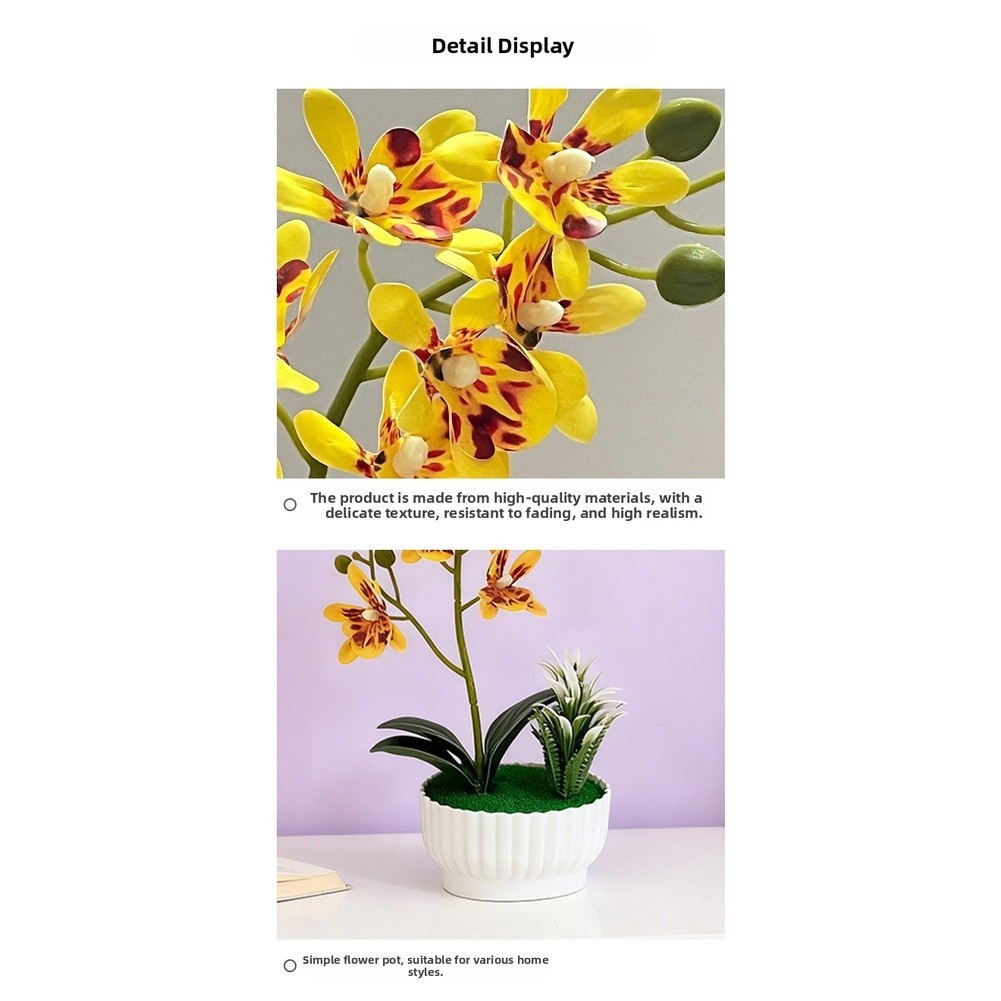 Compact Potted Artificial Orchid 10.5×10.5x27cm for Small Space For home Decor