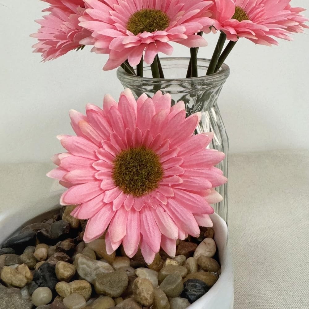 10PCS Artificial Daisy Artificial Flowers Gerbera Daisy Silk Flowers Faux Flo…