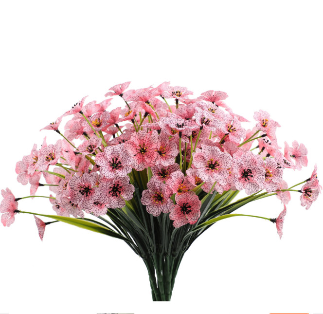 2-8 Bundles Artificial Flowers Outdoor UV Resistant Plastic Plant Silk Flower
