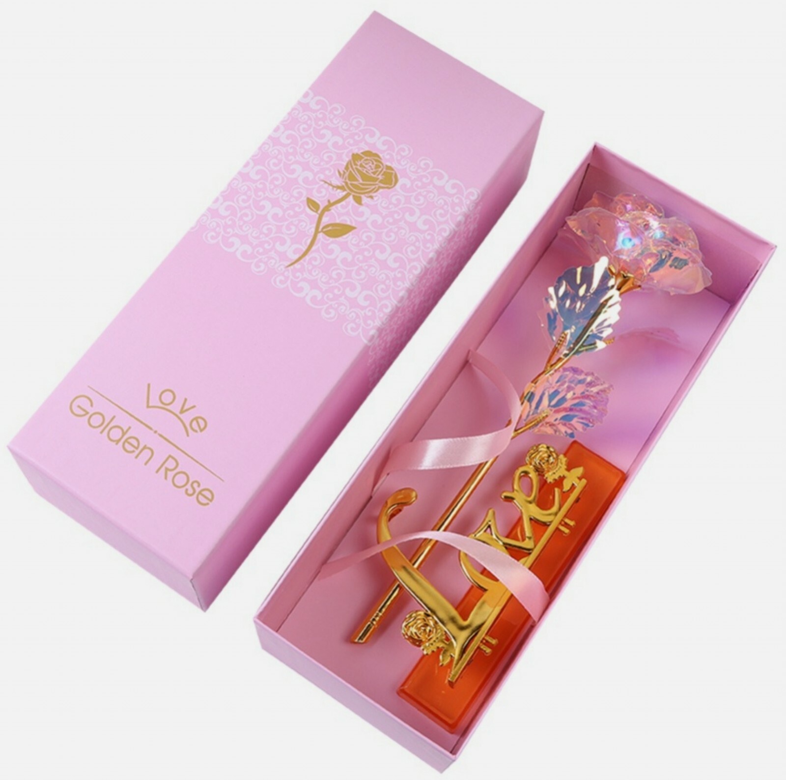 Galaxy Rose with “Love” Stand Great Gift for Mothers Day, Birthday, Anniversary