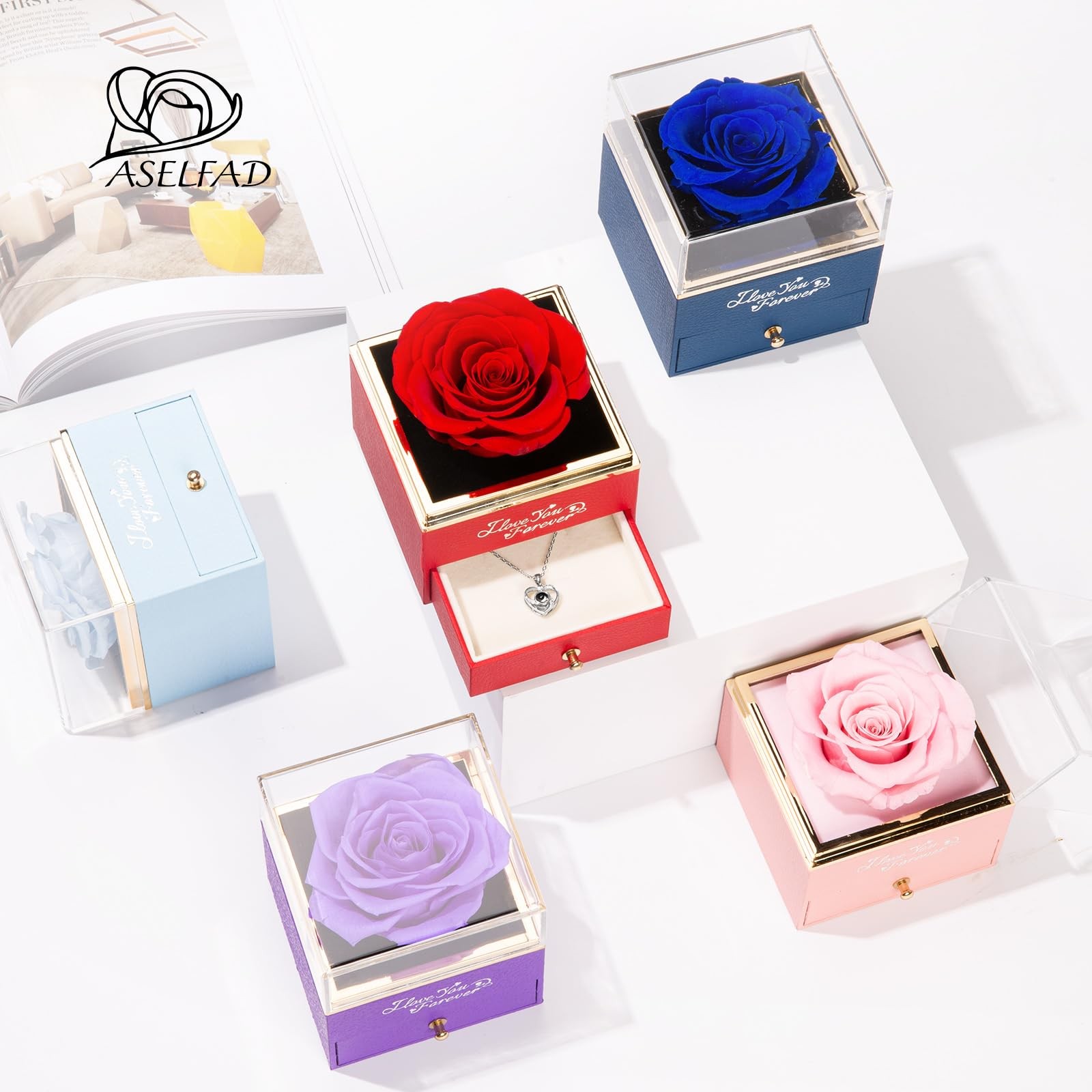 Valentines Day Gifts for Her, Preserved Real Blue Rose, Forever Flowers Rose …