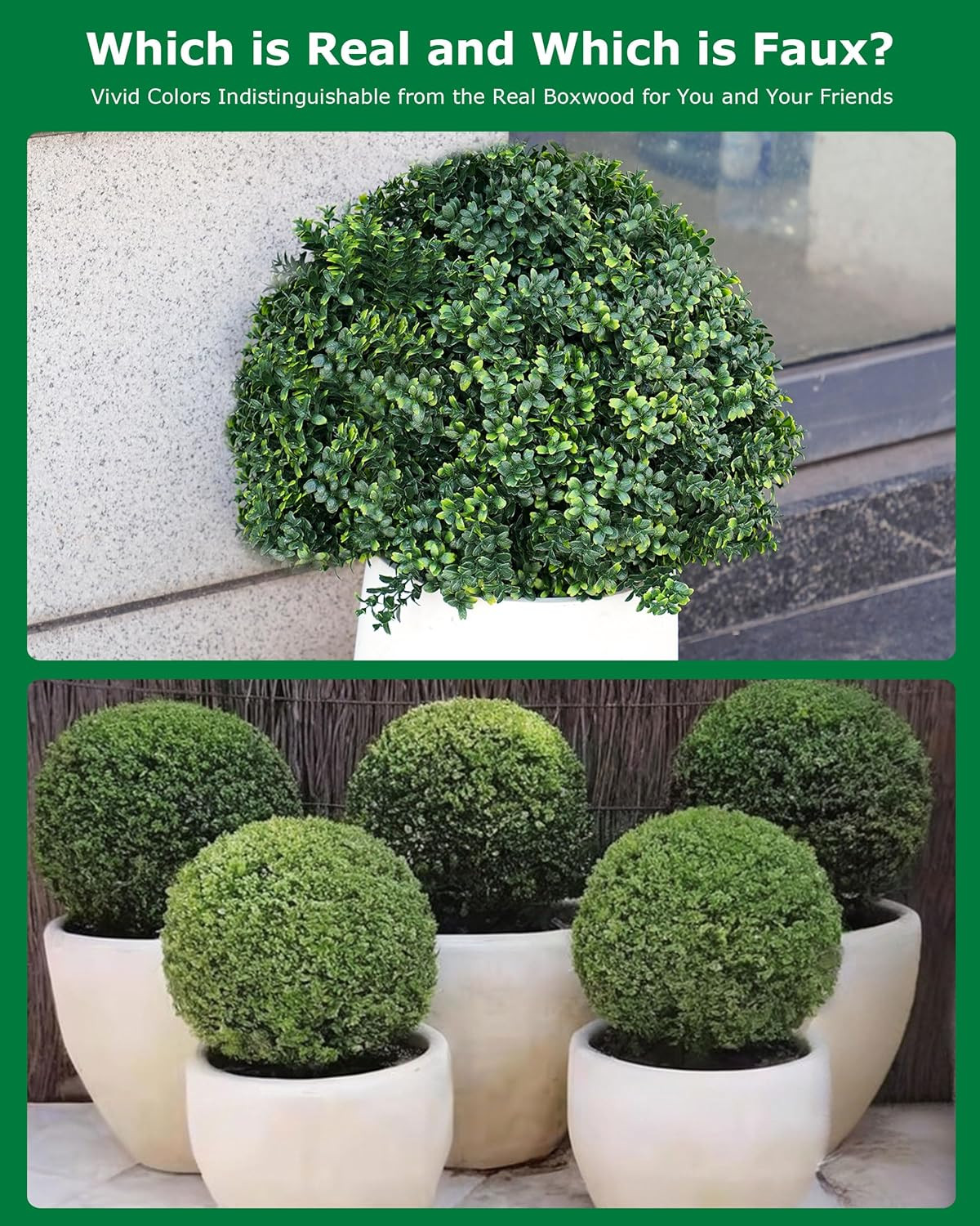 27.6″ UV Resistant Boxwood Topiary – 2 Pack Outdoor Faux Greenery Bushes