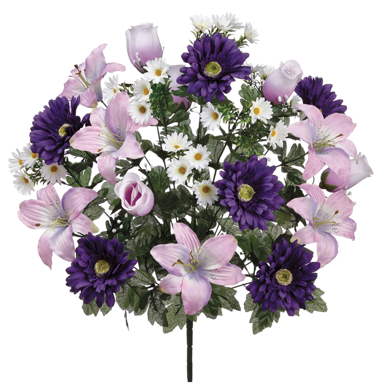 Allstate 22″ Purple Mixed Lily, Daisy and Rose Artificial Floral Bush