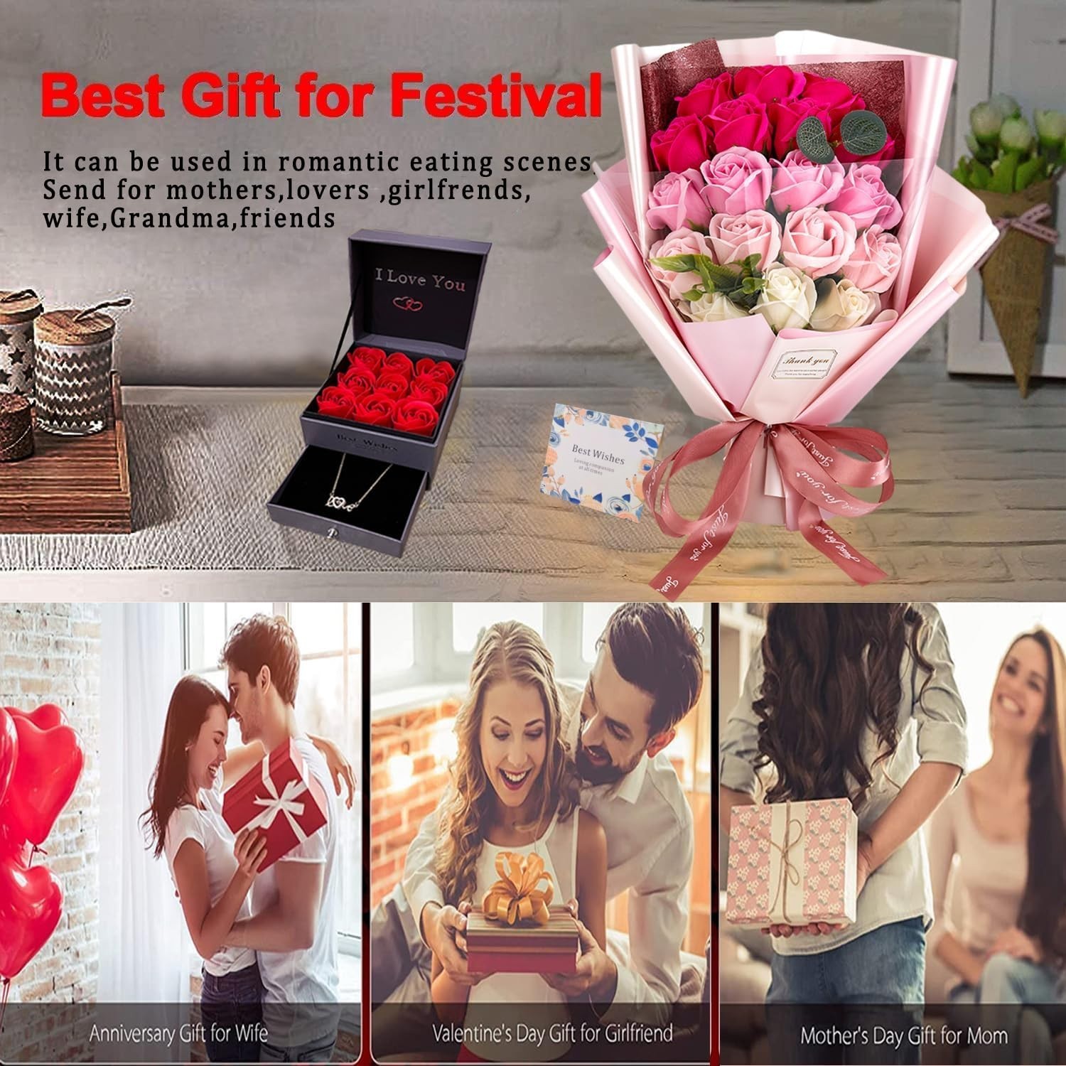 Roses Bouquet Artificial Flower Red