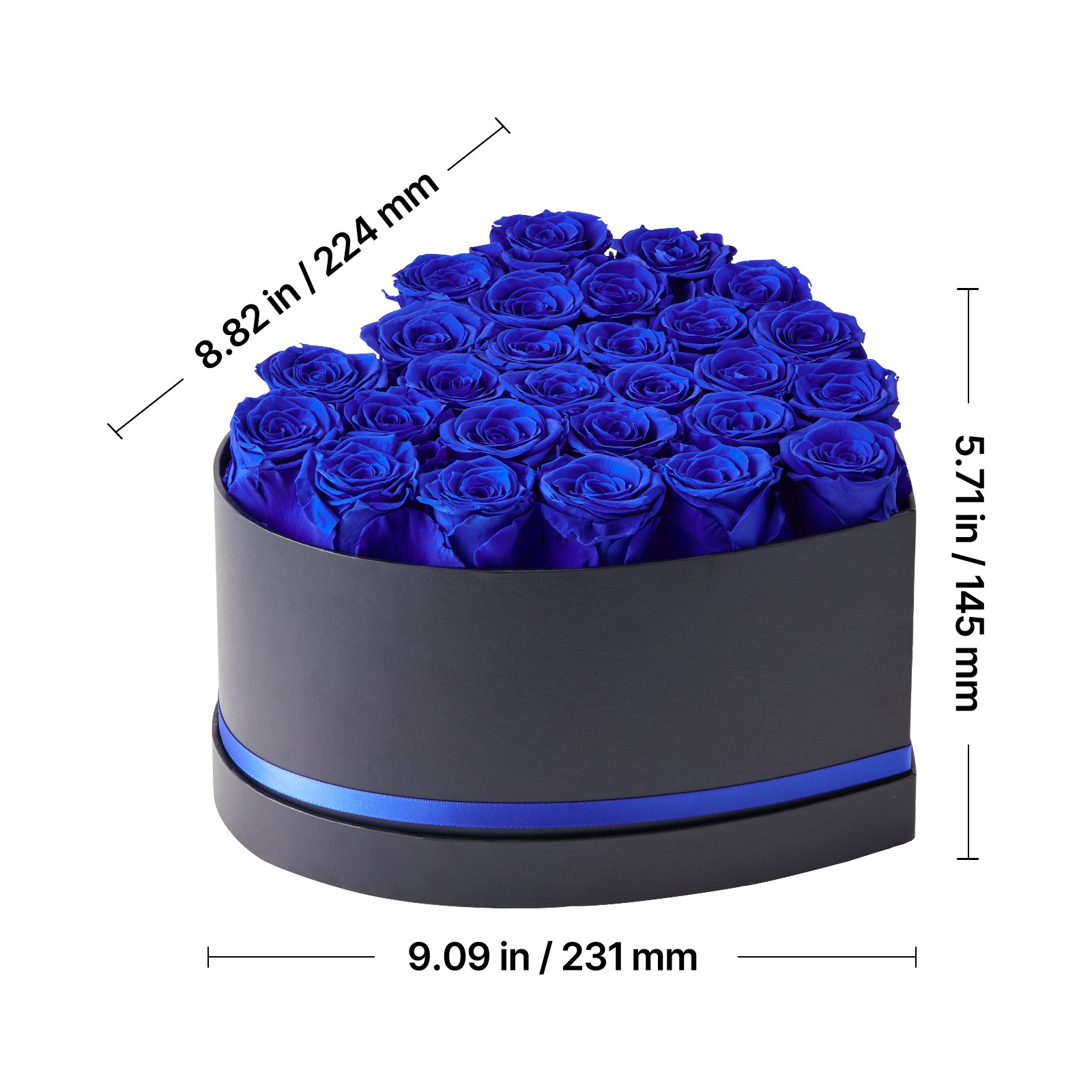 Uimoso 27 Preserved Roses in Heart-Shaped Box – Eternal Royal Blue Bouquet