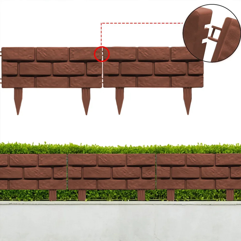 Garden Edge Fence 1/4pcs Imitation Stone Brick Lawn Plants Flowers and Support