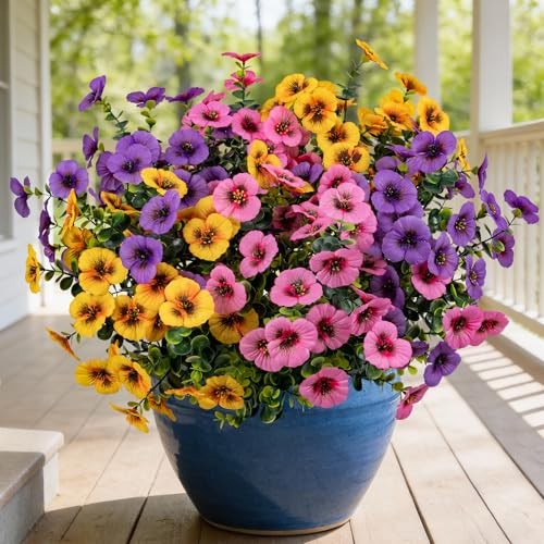 17 Inch Artificial Faux Pansy Flowers for Light Purple,pink,dark Yellow