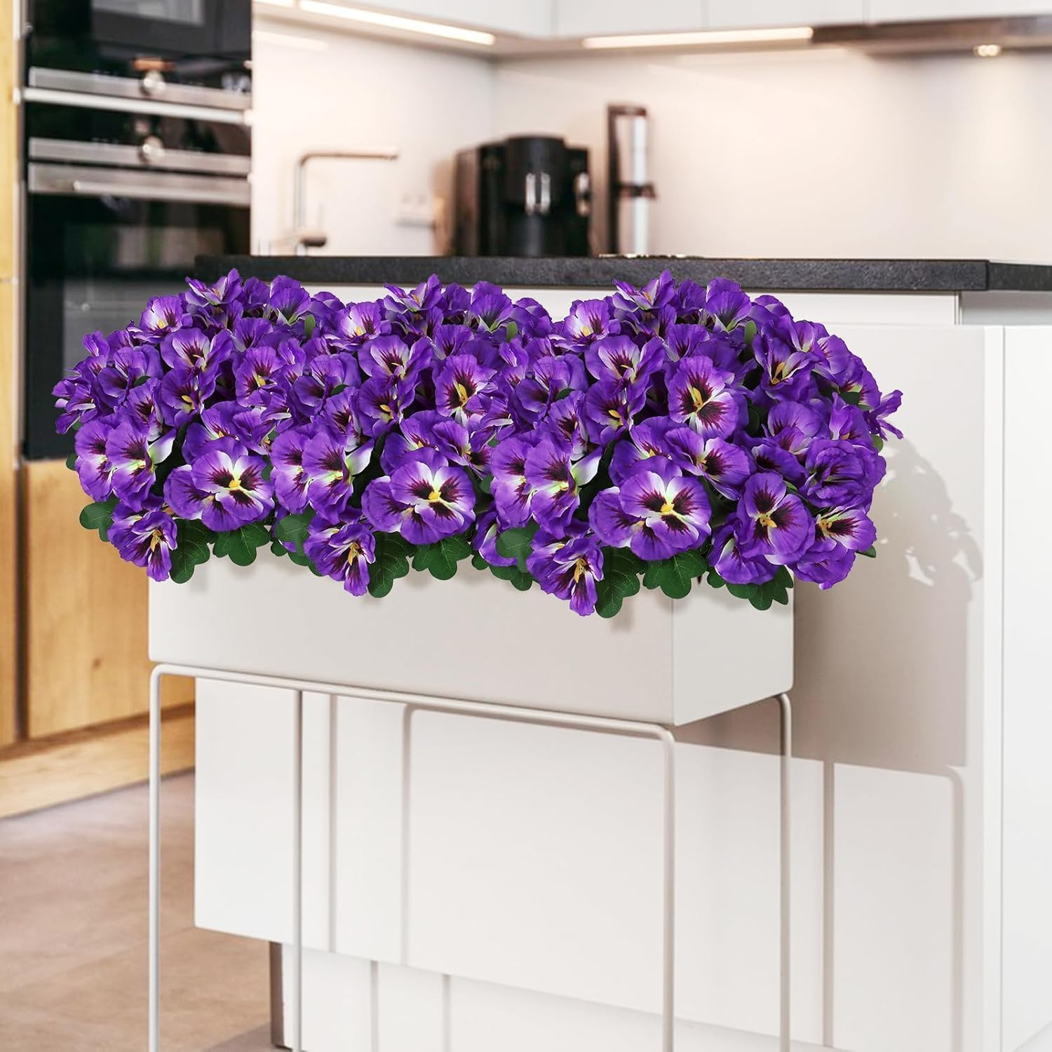 Artificial Pansies Flowers Outdoor 10 Bundles Faux Flowers UV Resistant Plastic