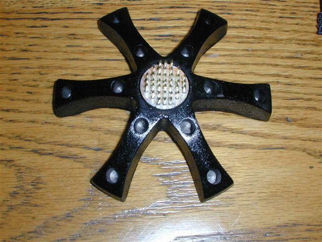 Mid Century STAR New Old Stock Metal Flower Frog Taper Candle Holder Japan