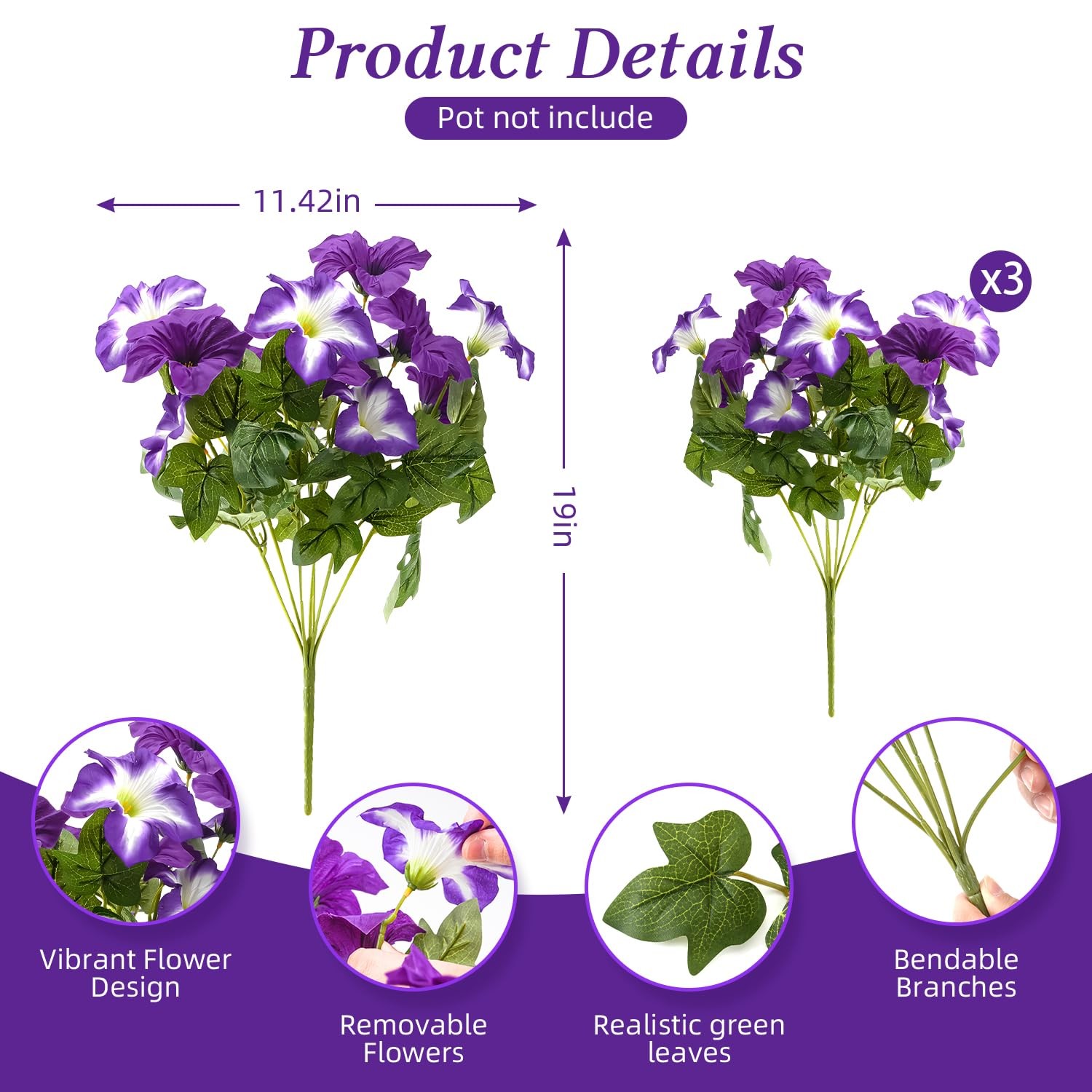 Autumn Artificial Flowers for Outdoors, UV Resistant Fake Morning Glory, Look…