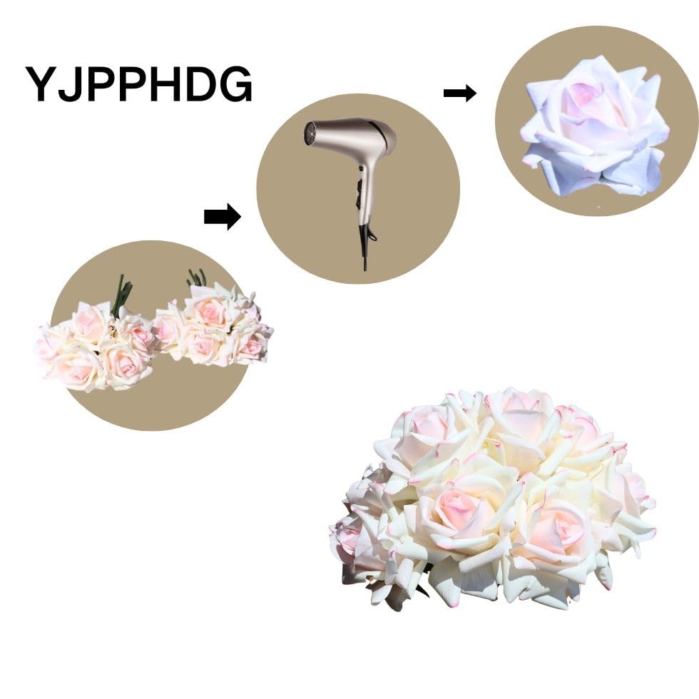 10 Pcs Light Pink Trimmed Artificial Realistic Rose Flower Home Decor Bouquet