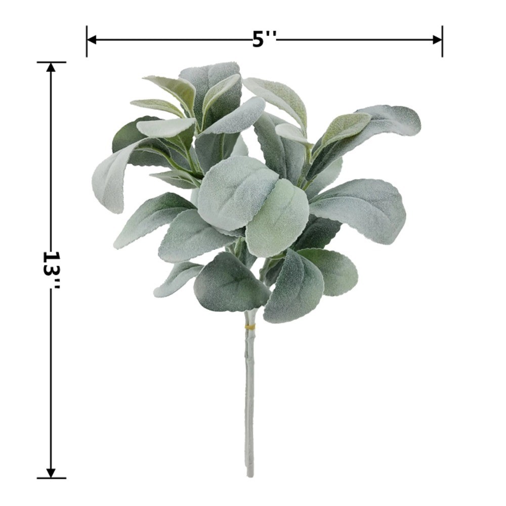 13” Indoor Decorative Artificial Foliage Pick, 13” Lamb’s Ear Plant, Green