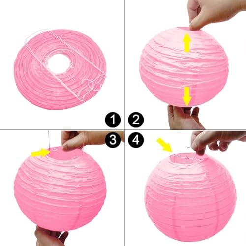 Paper Lanterns Decorative,Hanging Chinese Lanterns Indoor 4、6、8、10inch Pink