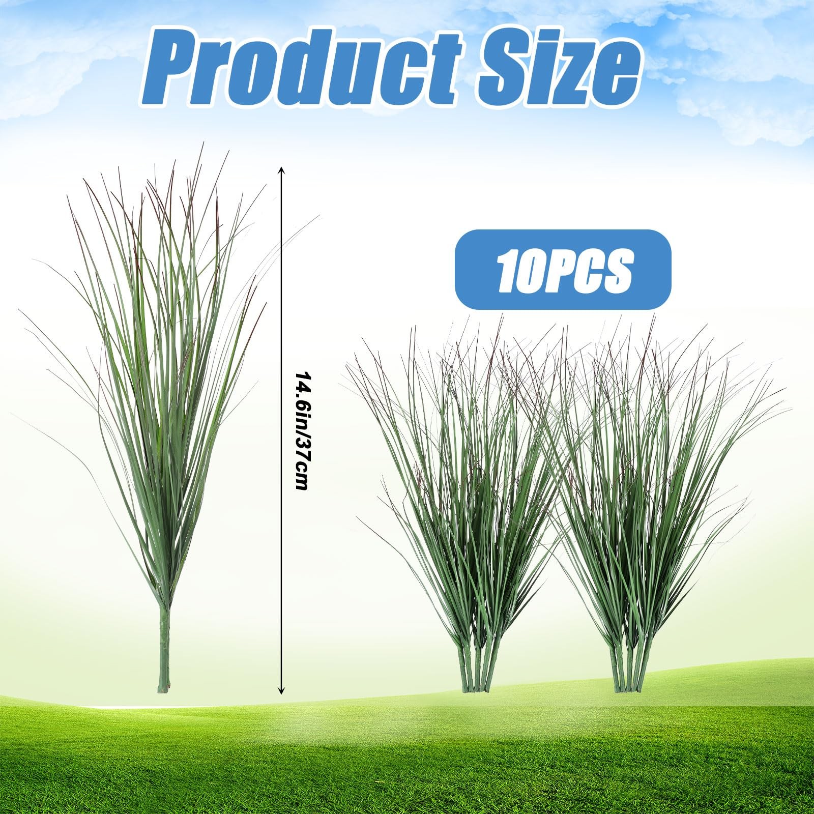 Artificial Grass Plant, 10 Pcs 15.7″ Artificial Spikes for Outdoor Planters