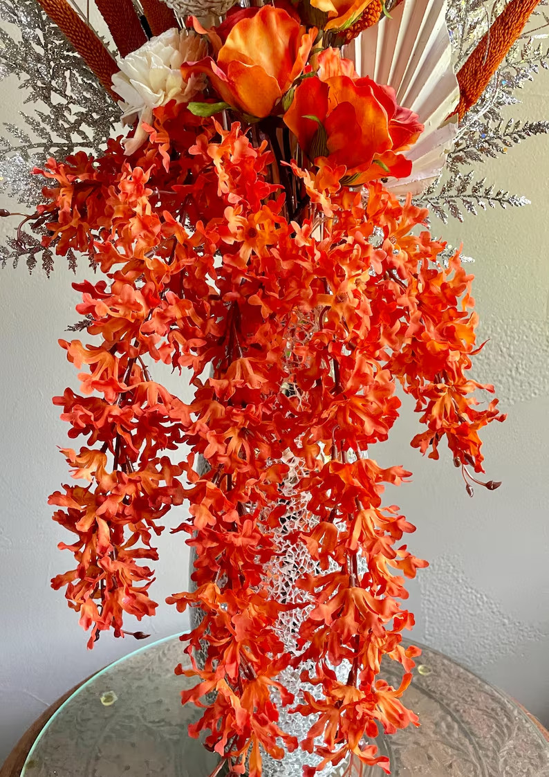 Tall Orange Wedding Centerpiece Elegant Living Dining Room Decor Bedroom Accent
