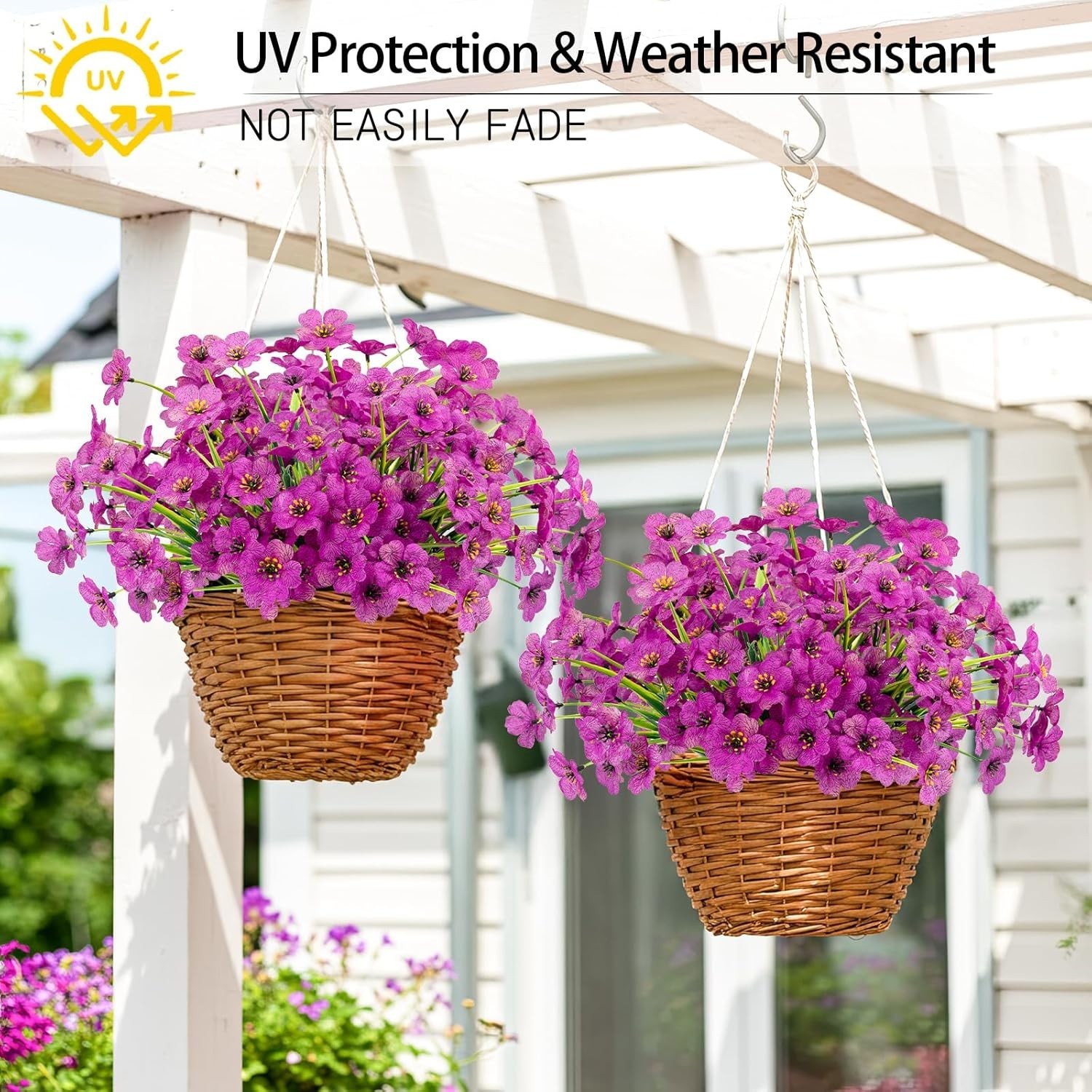 Vibrant 6 Count Purple Artificial Flowers – Safe & Customizable for Any Space