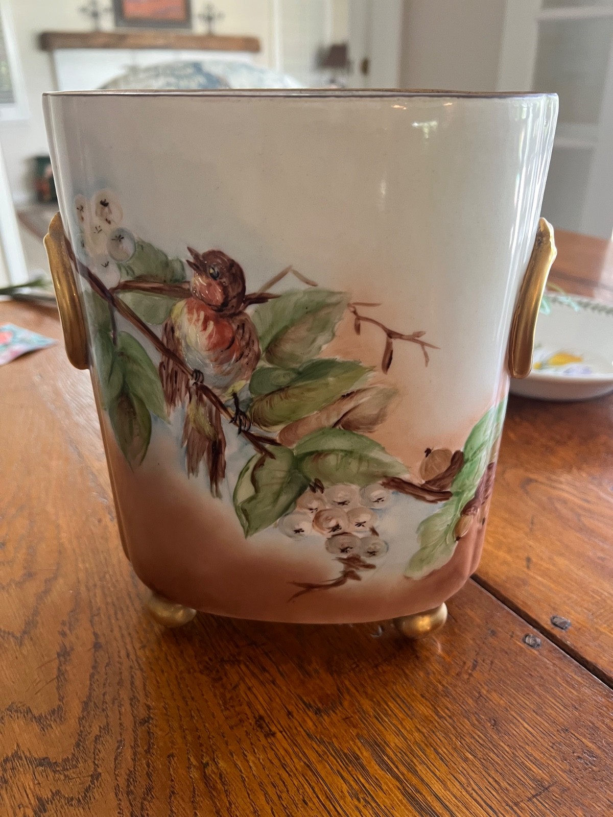New Faux Silk Floral Everlasting Arrangement in Vintage Limoges Vase