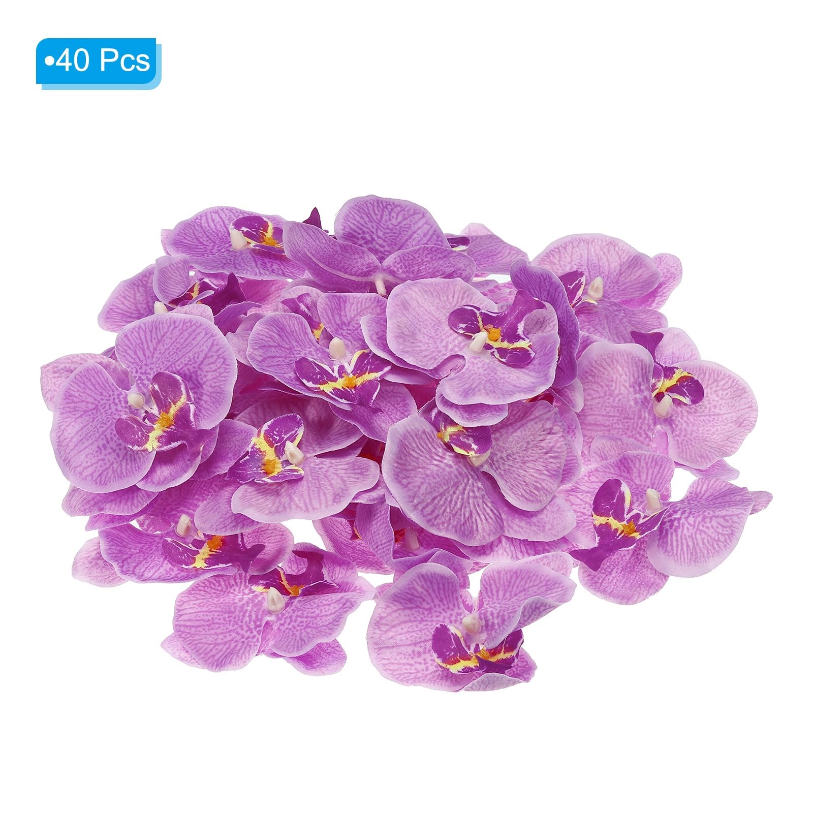 3.5″ Artificial Orchid Flower Heads, 40 Pack Silk Phalaenopsis Fake Butterfly…