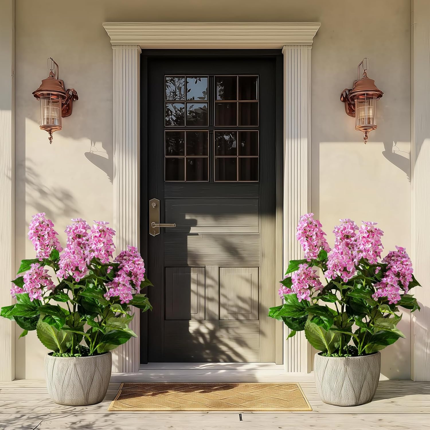 2 Pack Large Artificial Hydrangea Plants UV Resistant Fake Plastic Plantas Flowe