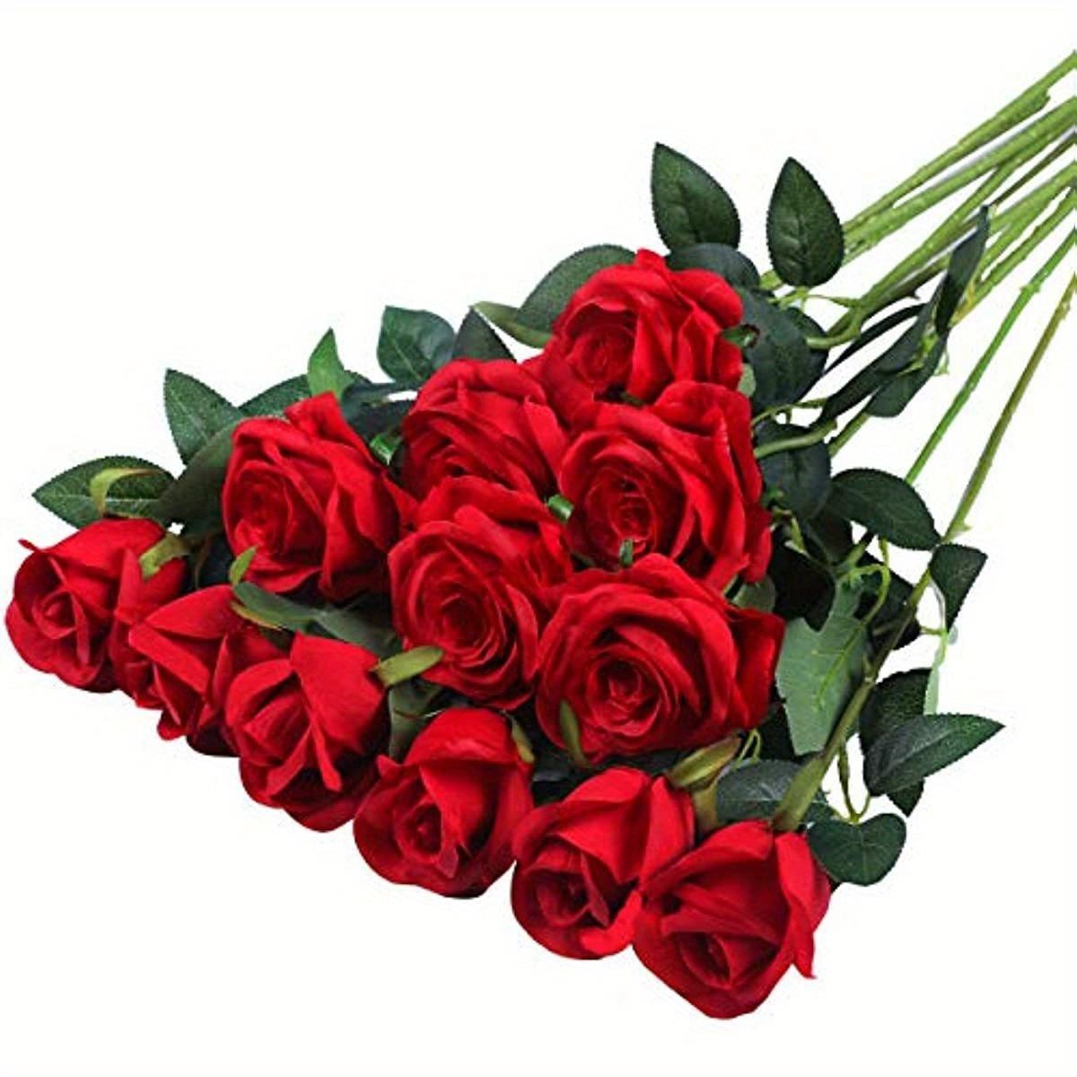12pcs Realistic Artificial Rose Bouquet for Weddings, Birthdays, and More for Fl