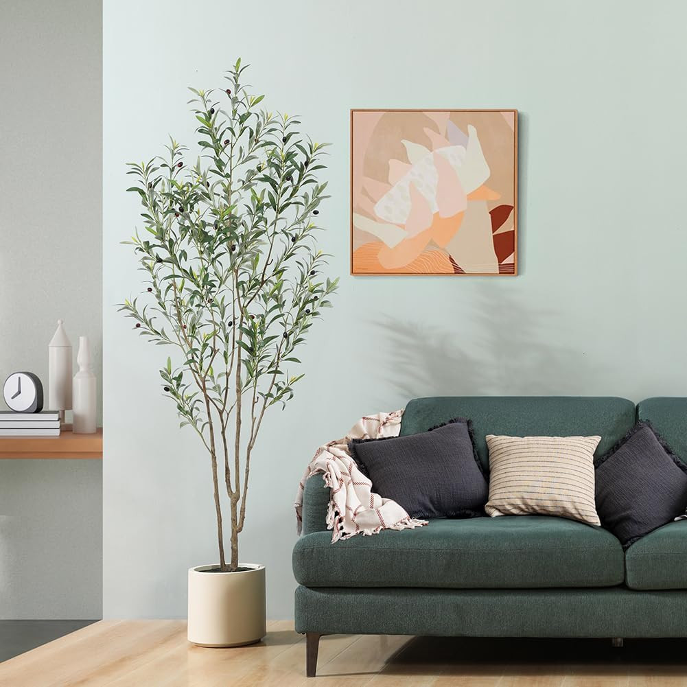 Artificial Olive Trees, 7 ft Tall Fake Olive Trees for Indoor | Faux Olive Silk
