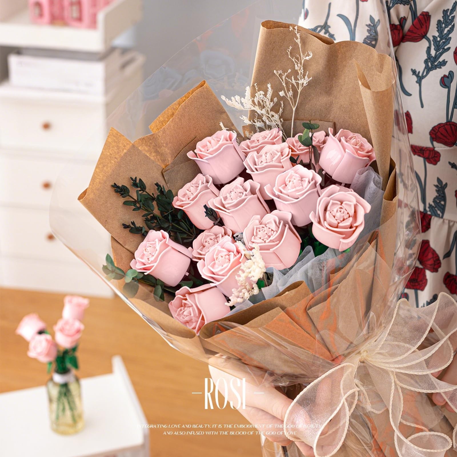 LJYttdm 360+ Pieces Rose Flower Building Blocks for Adults – 12 Pink Roses Bo…