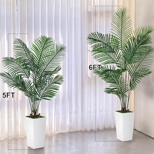 Artificial Palm Tree 6FT Tall, Faux Palm Tree Indoor Outdoor, 72in Fake Tropi…