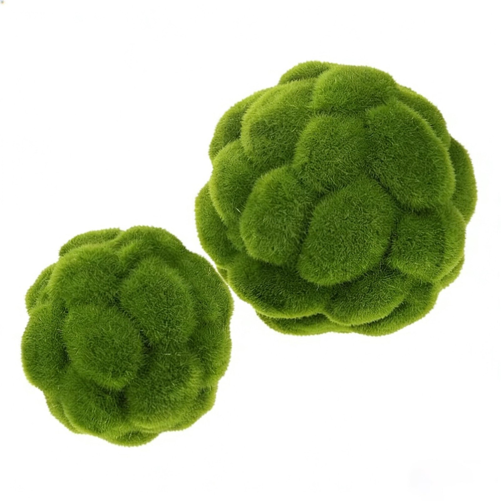 2 PCS Green Artificial Decorative Moss Balls 4″ & 4.7″ Faux Globes Bowl Filler