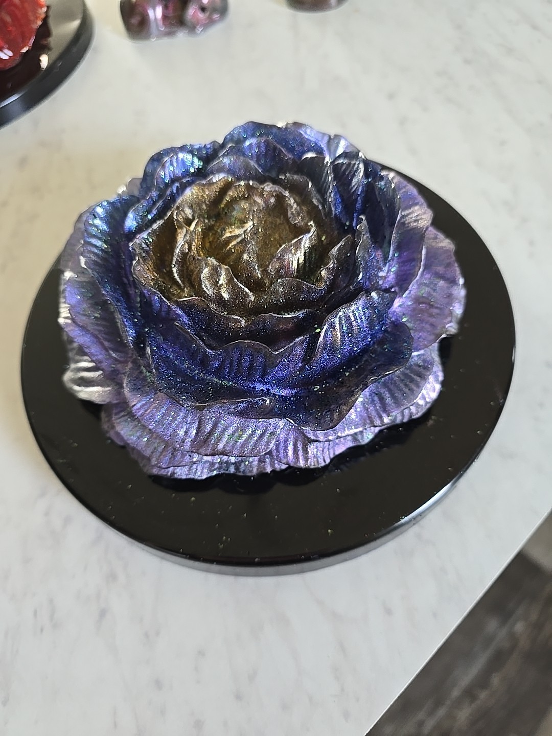 Handmade Resin Flower Purple Gold Blue Decoration Gift. 600