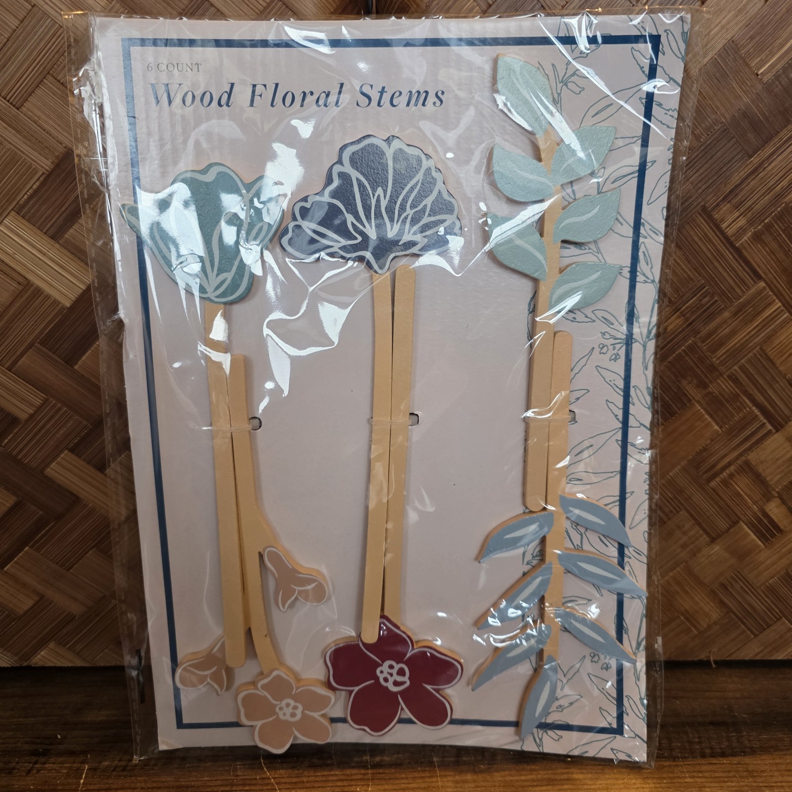 BRAND NEW Wood Floral Stems 6 Ct Per Package Crafts Decor