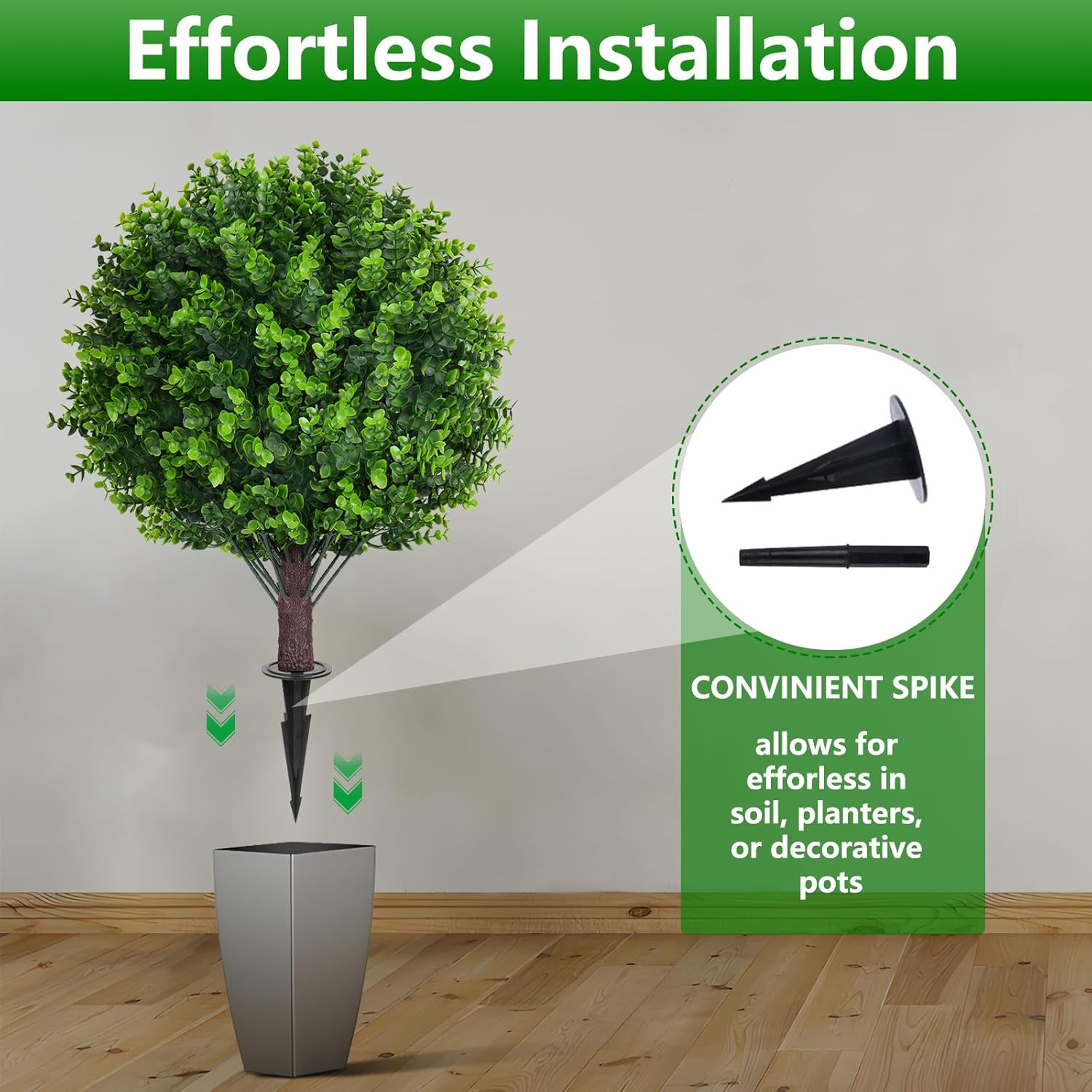 16″ UV Resistant Artificial Eucalyptus Topiary Ball Trees, 2 Pack
