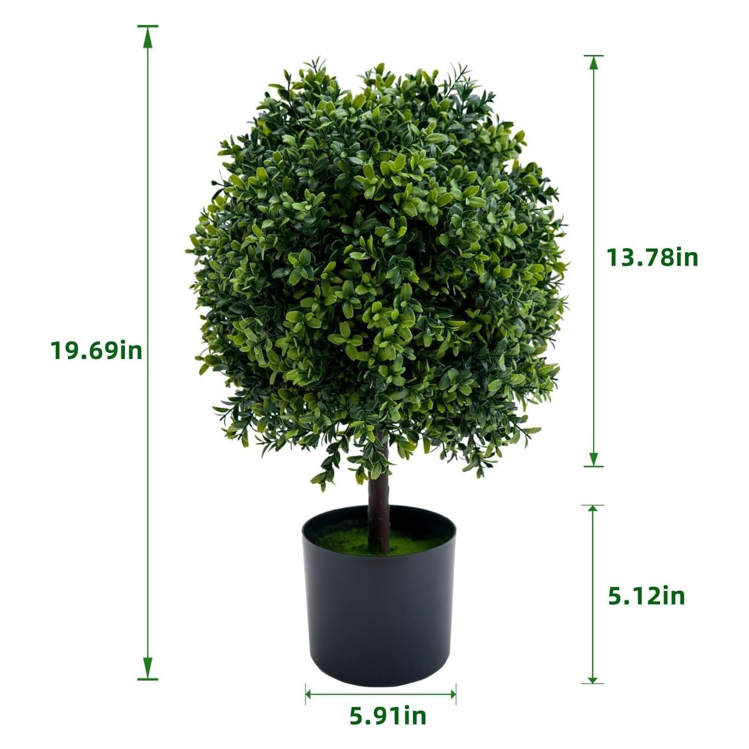 Artificial Topiary Triple Ball Boxwood Tree, 2 Pack Fake Topiaries Trees 20inch