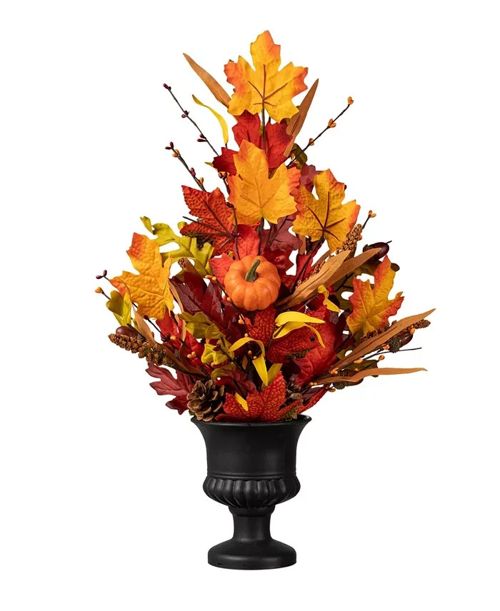 Glitzhome 24” Fall Maple Leaf Urn Table Tree Autumn Harvest Indoor Centerpiece