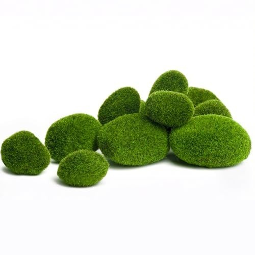 50 Pcs 5 Size Artificial Moss Rocks Decorative, Faux Green Moss Decor Balls for
