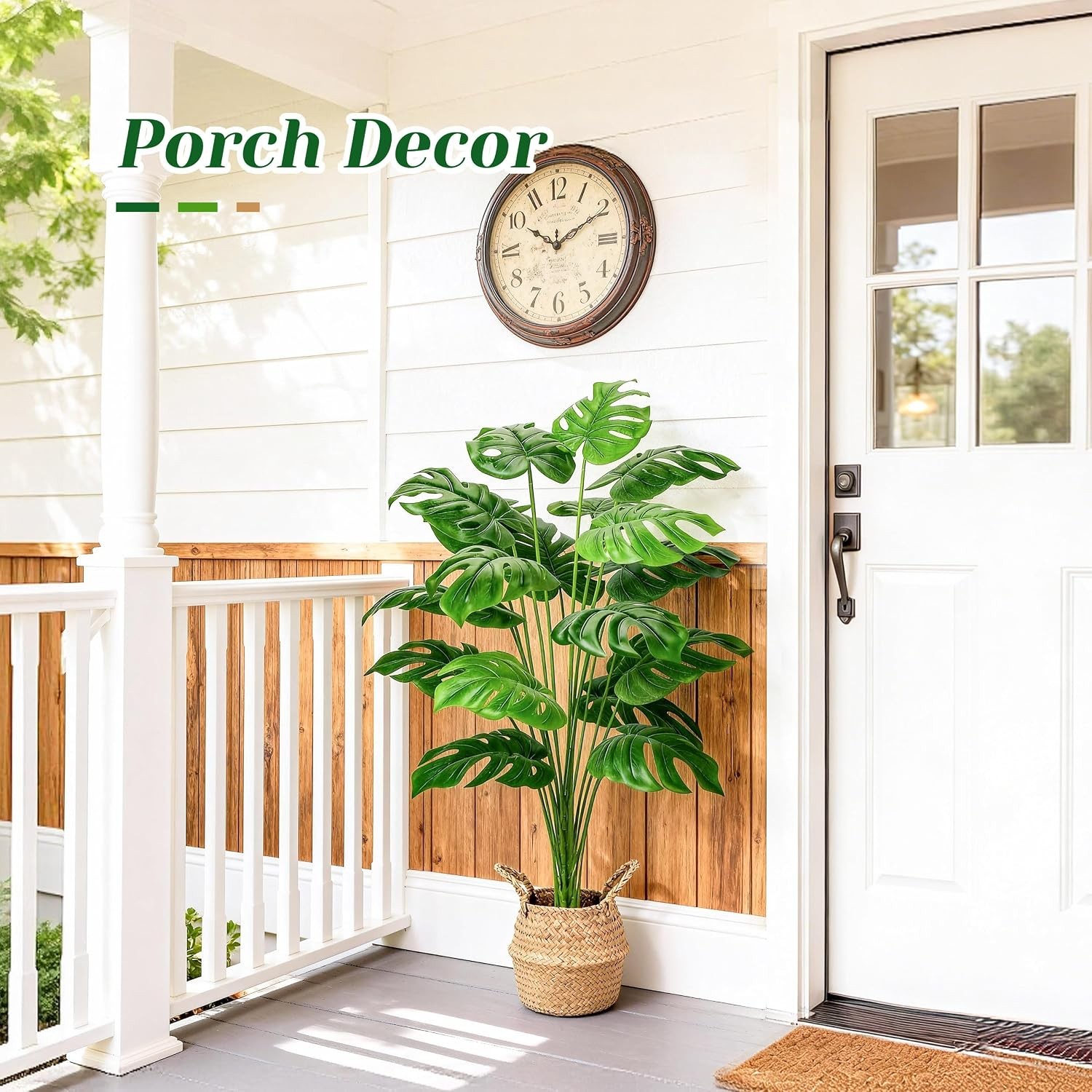 Artificial Monstera Plant with Basket Faux Potted Tree for Home Office Decor