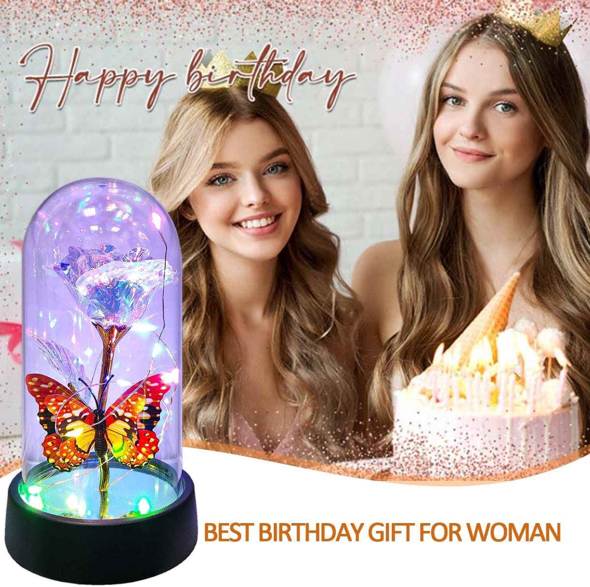 Glass Rose in Glass Dome, Light Up Flower, Eternal Rose – Valentines Day Gifts f