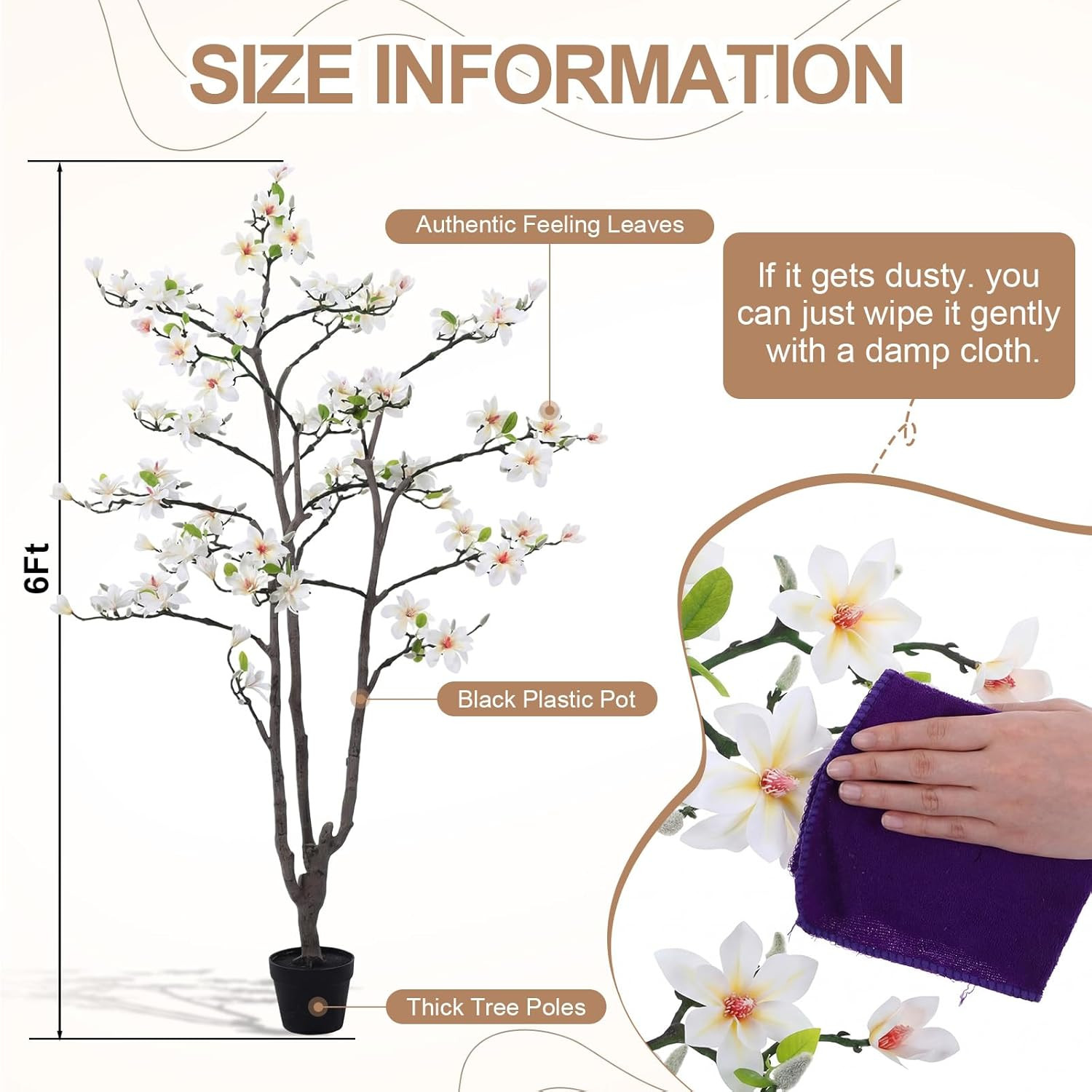 6FT Realistic Artificial Magnolia Tree with Pot for Indoor/Outdoor Decor