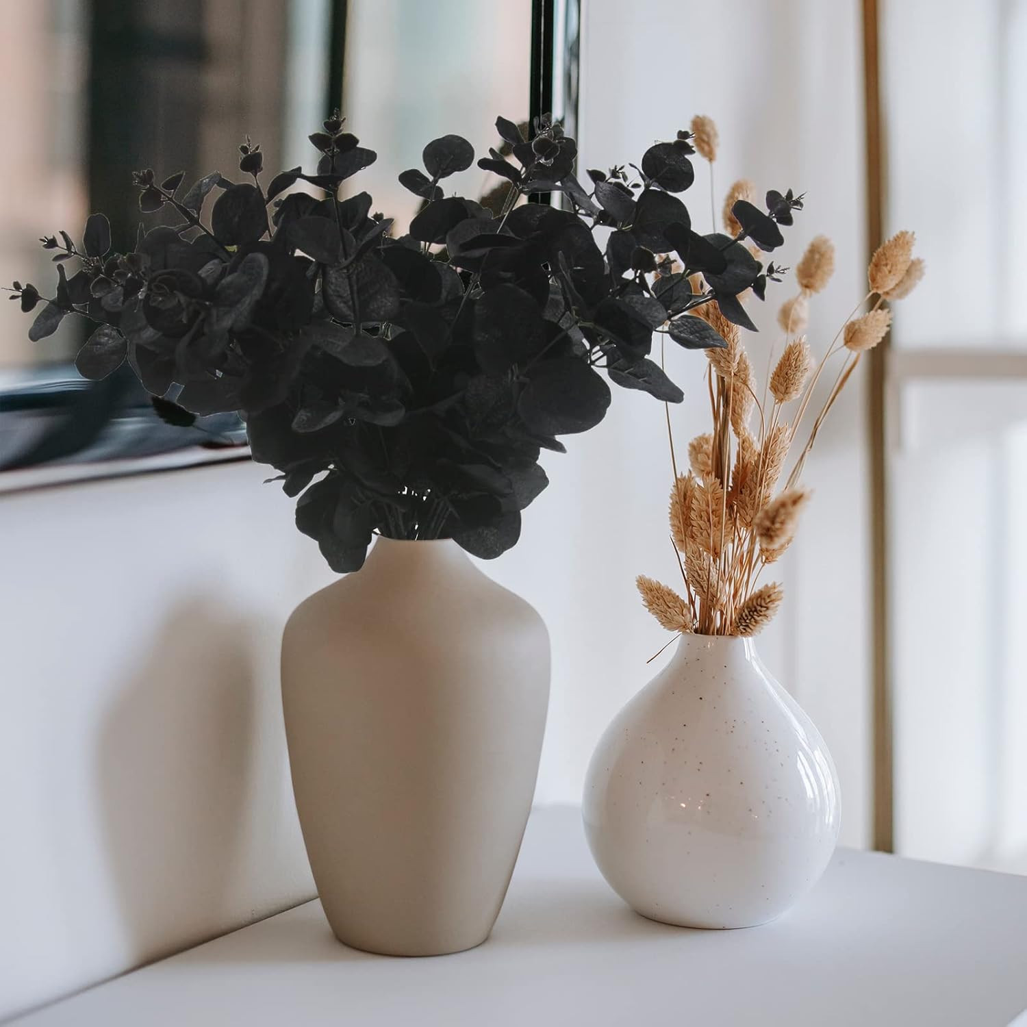 6 Pcs Artificial Black Eucalyptus Stems, 14″ Eucalyptus Leaves Branches Bouquet